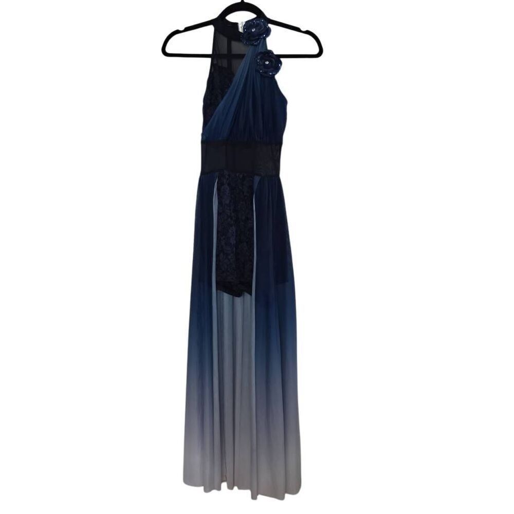 Laylas Women's Size Small Blue Ombre Lace Mesh Lyrical Dance Costume
